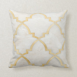 Gold Foil White Marble Pillow