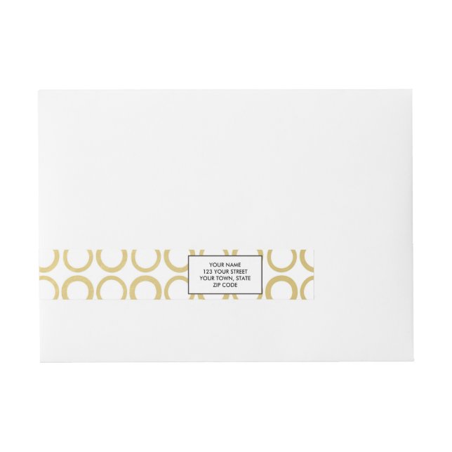 Gold Foil White Polka Dots Pattern Wraparound Address Label (Front)