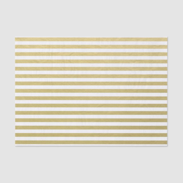 Gold Foil White Stripes Pattern Tissue Paper (Front)