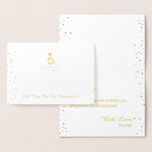 Gold Foil Will You Be My Bridesmaid Confetti Card