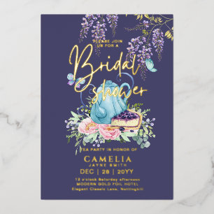 Gold Foil Wisteria TEA PARTY BRIDAL SHOWER QR Code