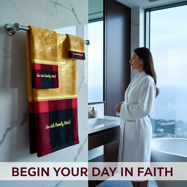 Gold foil with Flannel red and black Buffalo Plaid Bath Towel Set (Creator Uploaded)