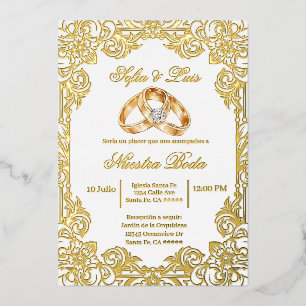 gold foil with frame Spanish wedding 