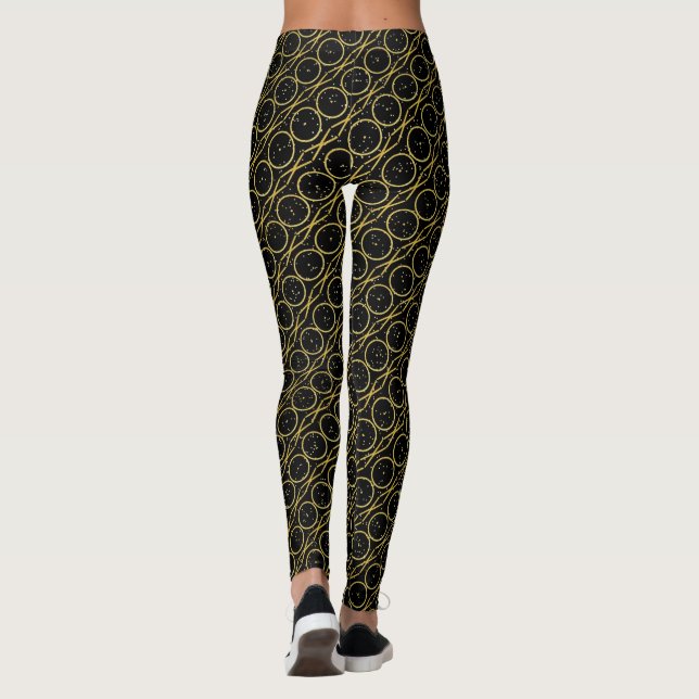 Gold Foil XO Hugs and Kisses + Glitter Flecks Leggings (Back)