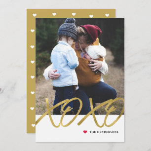 Gold Foil XOXO Valentine Day Photo Card