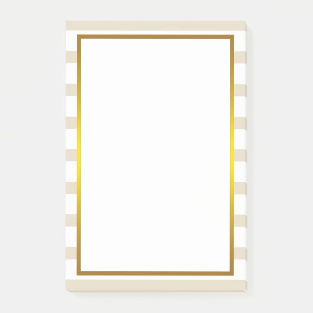 Gold Foil Yellow Stripe white clean Post-it Notes (Front)