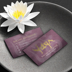 Gold Foil YOGA Human Alphabet Letters Om Symbol Business Card
