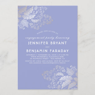 Gold Foliage Lavender Purple Engagement Party Invitation