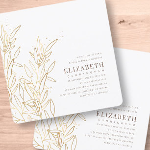 Gold Foliage Modern Bridal Shower Invitation