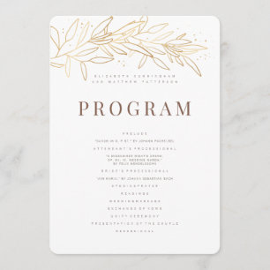 Gold Foliage Modern + Minimalist Wedding Programme