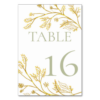 Gold Foliage Table Number