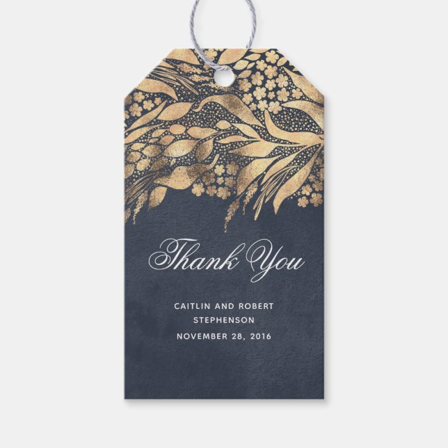 Gold Foliage Thank You Gift Tags (Front)