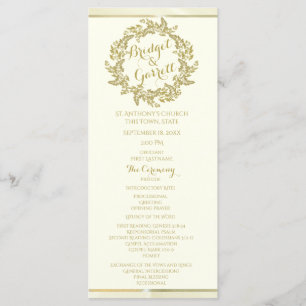 Gold Foliage Wreath Wedding Program Programme