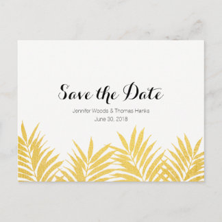 Gold Foliated Clean Simple Save the Date Postcard