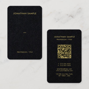 Gold Font QR Code Premium Black Luxury Euro Size Business Card