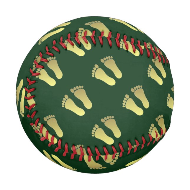 Gold foot print on green baseball (Back Right)
