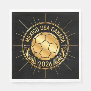 Gold Football Emblem 2026 Mexico USA Canada Napkin
