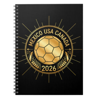 Gold Football Emblem 2026 | Mexico USA Canada Notebook