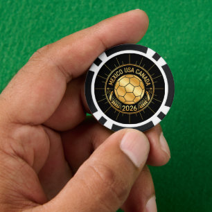 Gold Football Emblem 2026   Mexico USA Canada Poker Chips