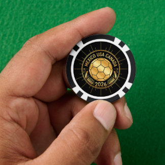 Gold Football Emblem 2026 | Mexico USA Canada Poker Chips