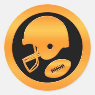 Gold Football Helmet and Ball Classic Round Sticker