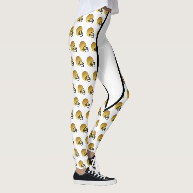 Gold Football Helmet Print Leggings (Right)