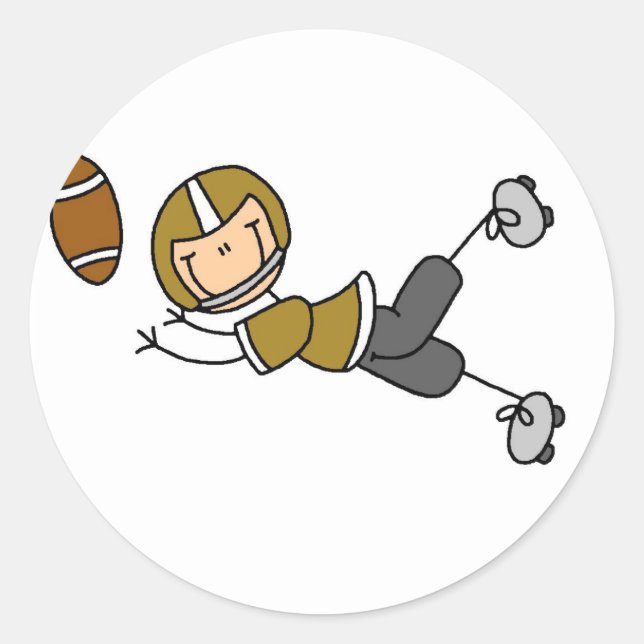 Gold Football Player Tshirts and Gifts Classic Round Sticker (Front)