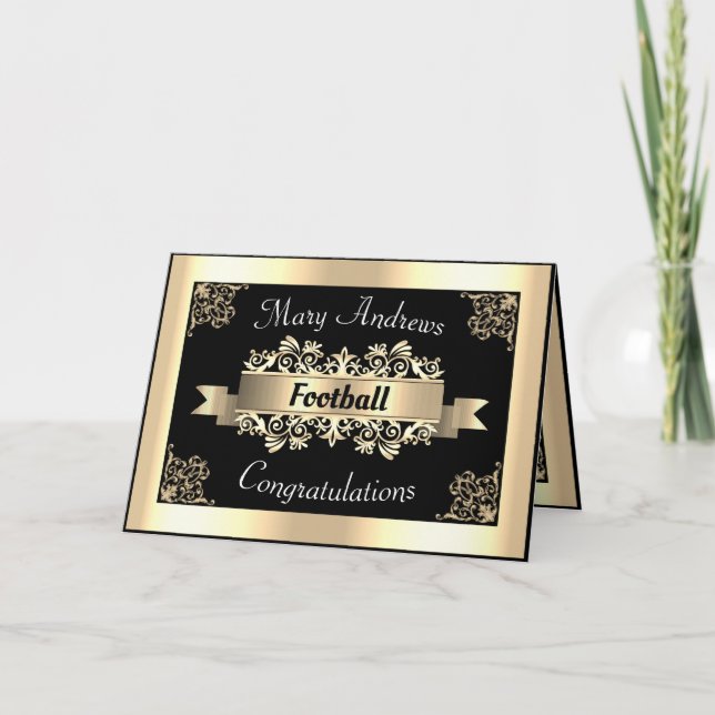 Gold Football Sports Embellished Congratulations Card (Front)