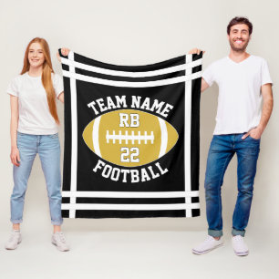 Gold Football Team Name, Player Position & Number Fleece Blanket