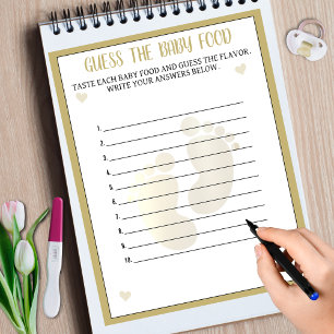 Gold Footprint Food Guessing Baby Shower Game