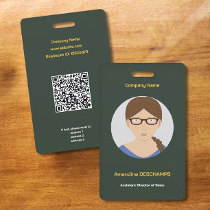 Gold & Forest Green Circle Photo Employee Badge ID Badge