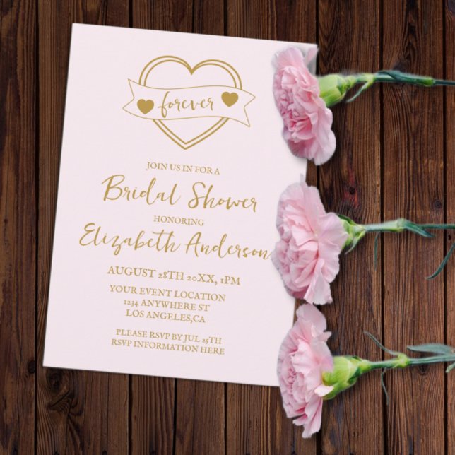 Gold Forever Hearts Bridal Shower Invitation (Creator Uploaded)