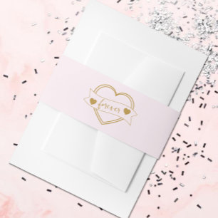 Gold Forever Hearts Bridal Shower Invitation Belly Band