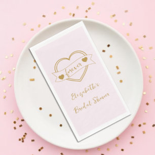 Gold Forever Hearts Bridal Shower Napkin
