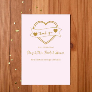 Gold Forever Hearts Bridal Shower Thank You Card