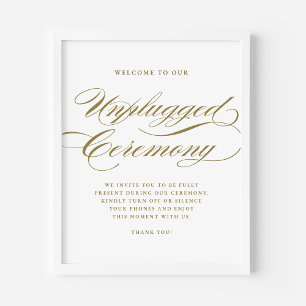 Gold Formal Calligraphy Unplugged Ceremony Poster