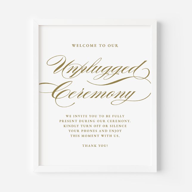 Gold Formal Calligraphy Unplugged Ceremony Poster (Creator Uploaded)