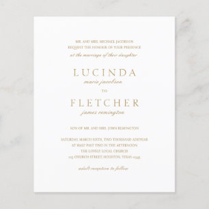 Gold Formal QR Code Budget Wedding Invitation