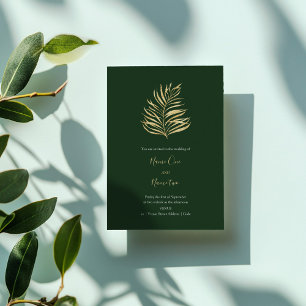 Gold forrest leaf wedding invitation