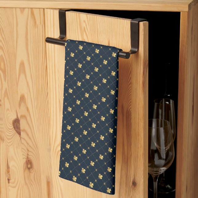 Gold Four Leaf Clover Tea Towel (Thirds Fold)