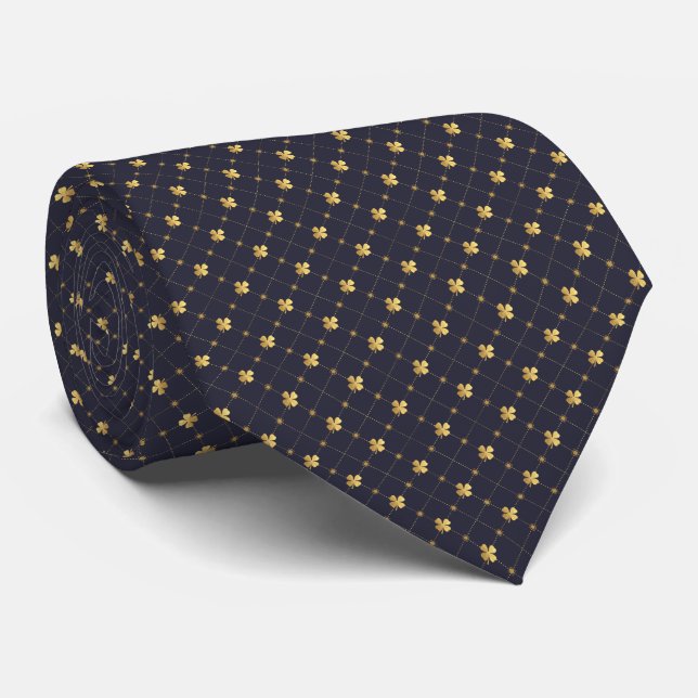 Gold Four Leaf Clover Tie (Rolled)