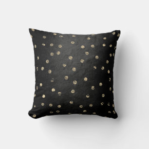 Gold Foxier Rose Black Pink Metallic Polka Dots Cushion