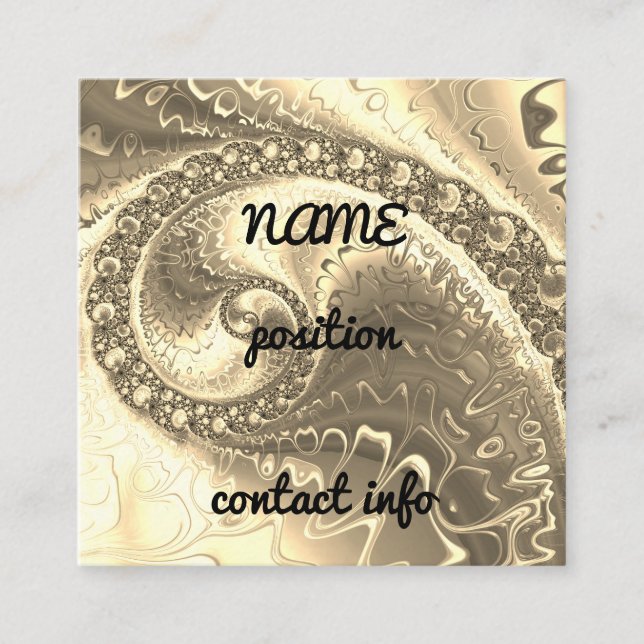 Gold Fractal Art Square Business Card (Front)