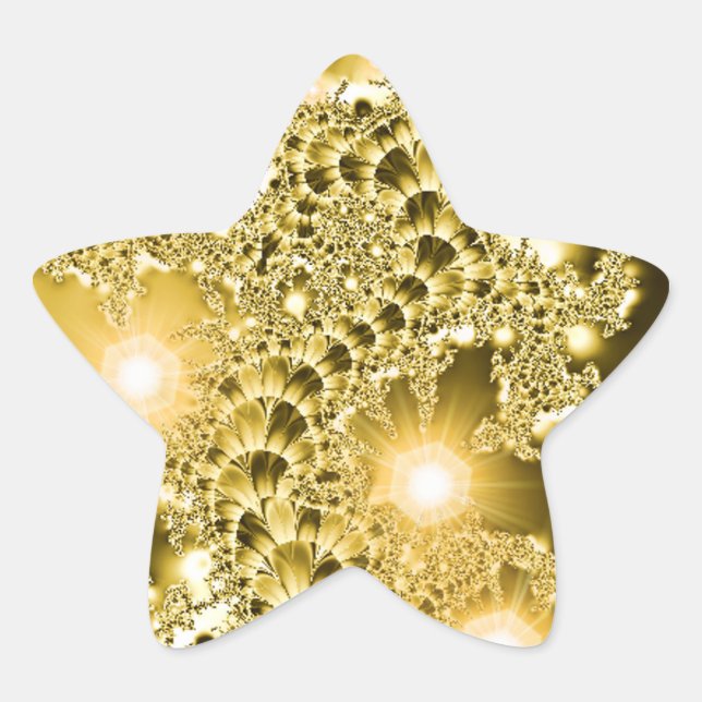 Gold Fractal Floral Vine Lights Sticker (Front)