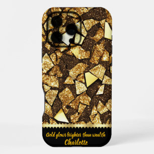 Gold fragments on a dark surface iPhone 16 pro max case