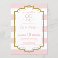 Gold Frame and Pink Stripes OH Baby Shower