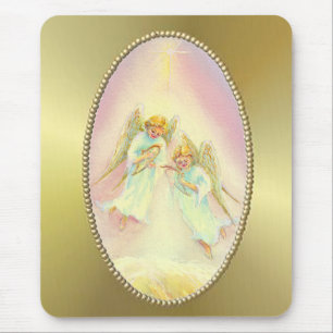 GOLD FRAME & ANGELS by SHARON SHARPE Mouse Pad