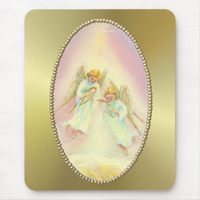 GOLD FRAME & ANGELS by SHARON SHARPE Mouse Pad (Front)