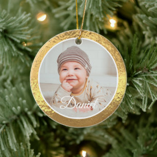 gold Frame Baby's First Christmas Ceramic Tree Decoration