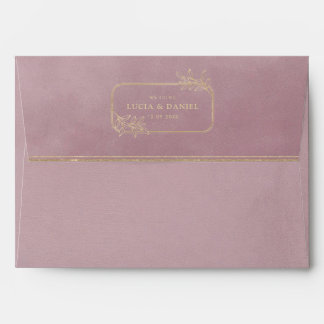 Gold Frame & Blush Pink Velvet Wedding Envelope